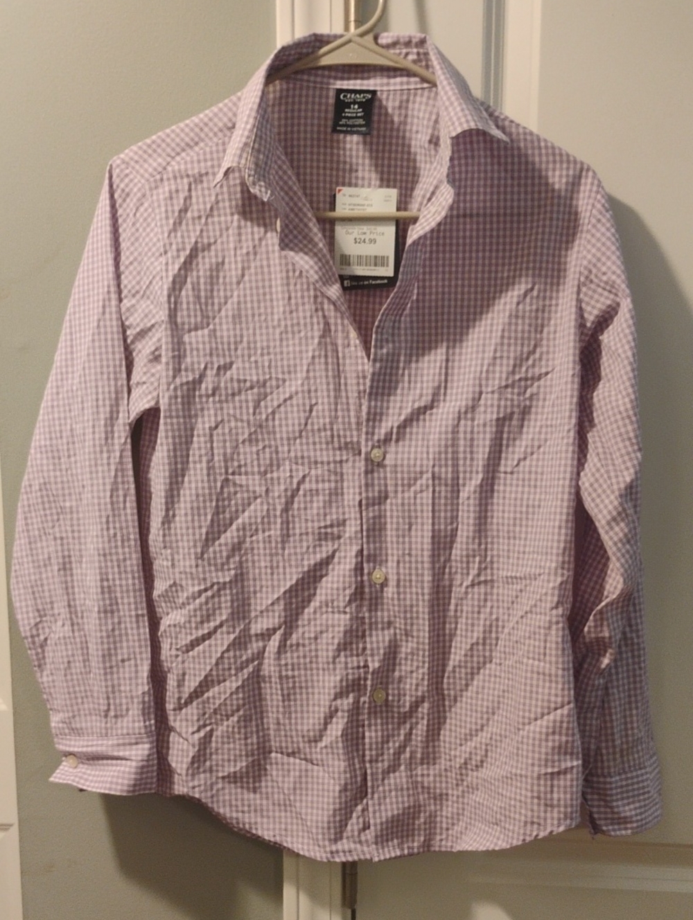 Chaps Men’s Lavender Gingham Dress Shirt